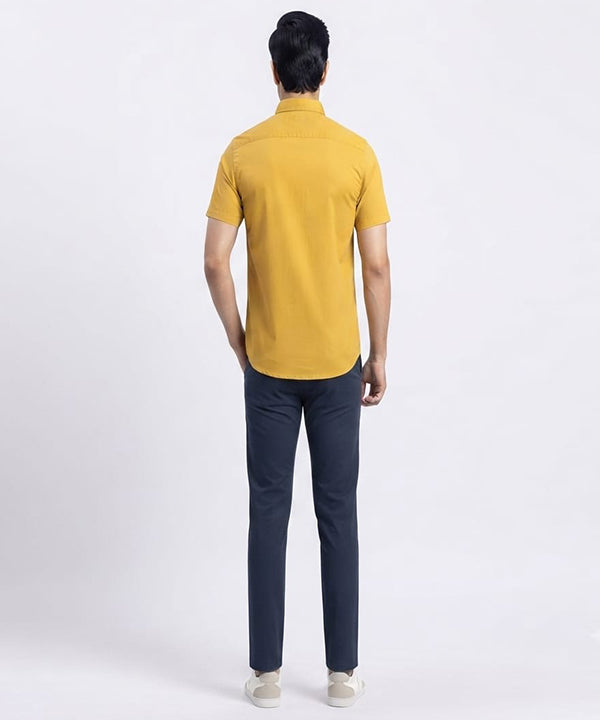 Men's Casual Yellow Half Sleves Shc-1846