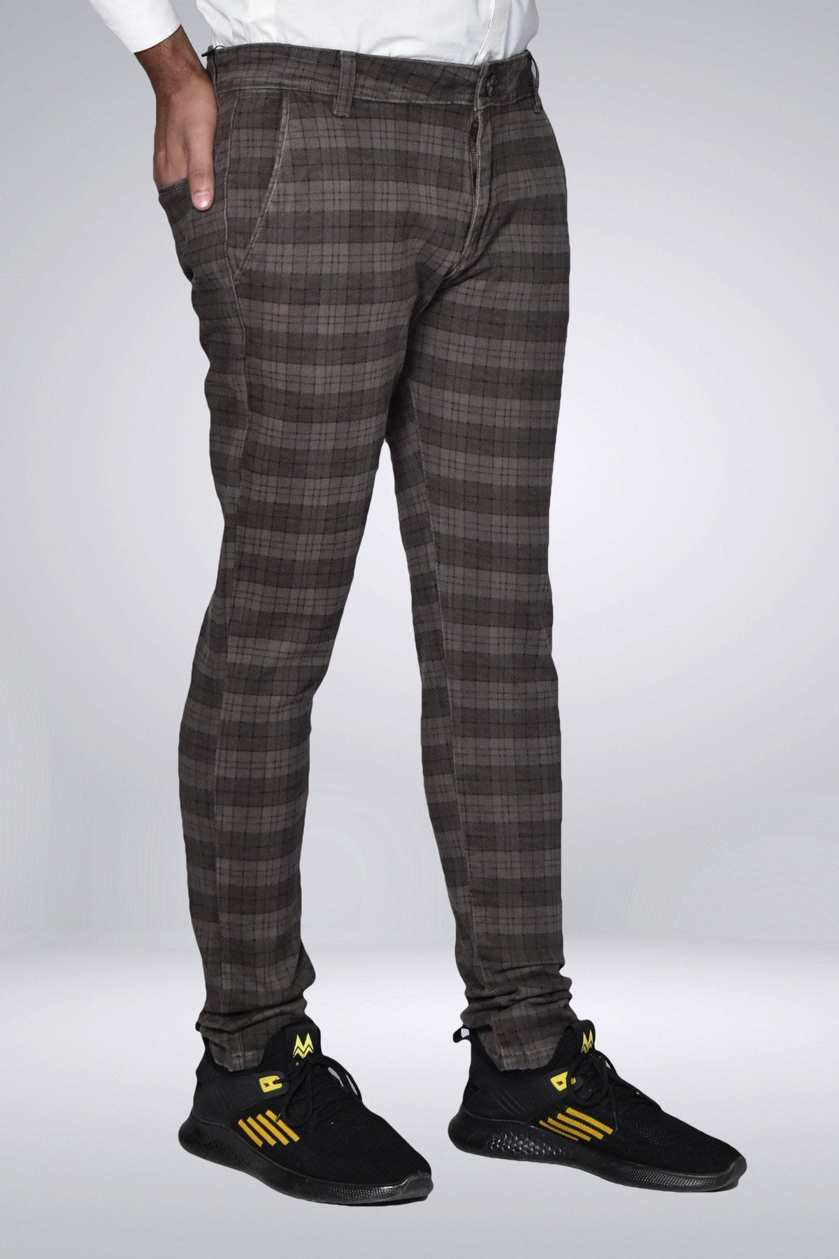 Cotton Checkered Chino Cp-0395 D-Brown