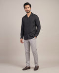 Men's Linen Shirt Full-Sleeves - Black Shc-3101 (ORG-H)