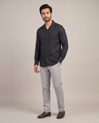 Men's Linen Shirt Full-Sleeves - Black Shc-3101 (ORG-H)