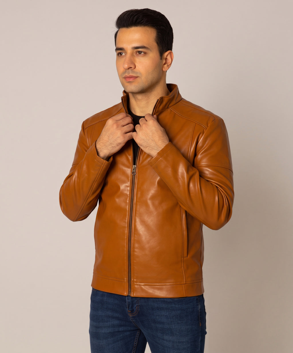 Men's Faux Leather Jacket Jk-0316 Camel