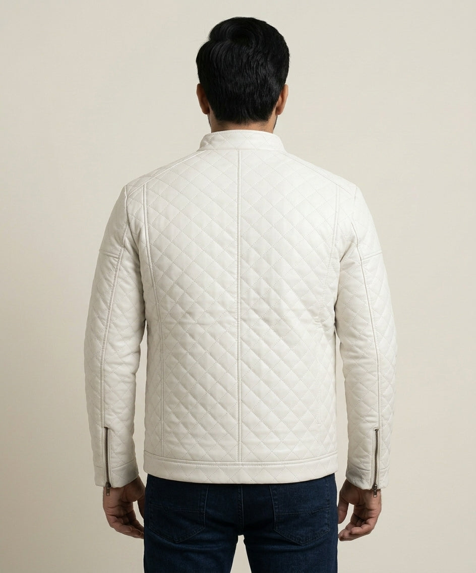 Men's Faux Leather Jacket Jk-0337 White