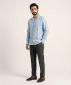 Men's Linen Shirt Full-Sleeves - Sky-Texture Shc-3101 (ORG-H)