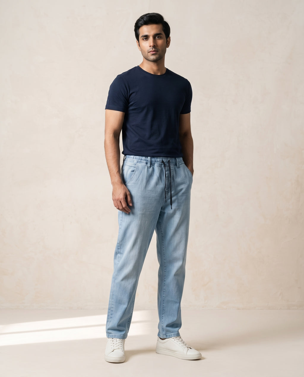 Men's Denim Smart Baggy Jeans - Ice-Blue - JP-2273