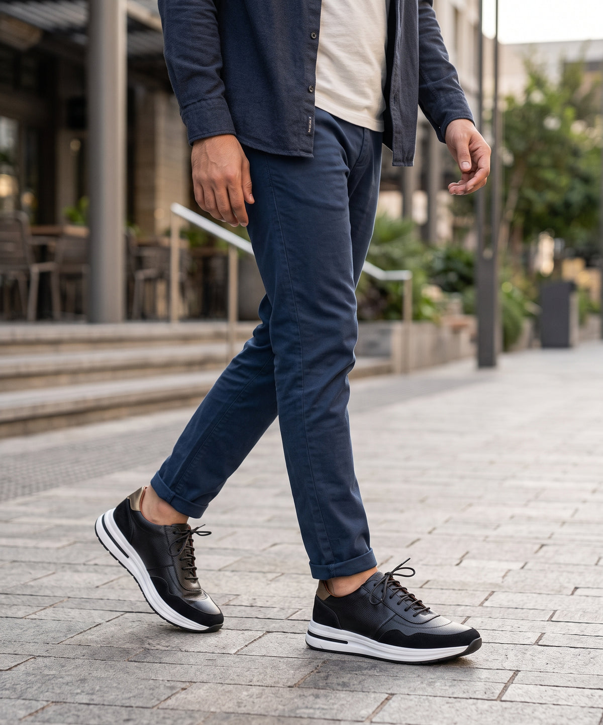 Leather Casual Sneakers Fw-0171 Black