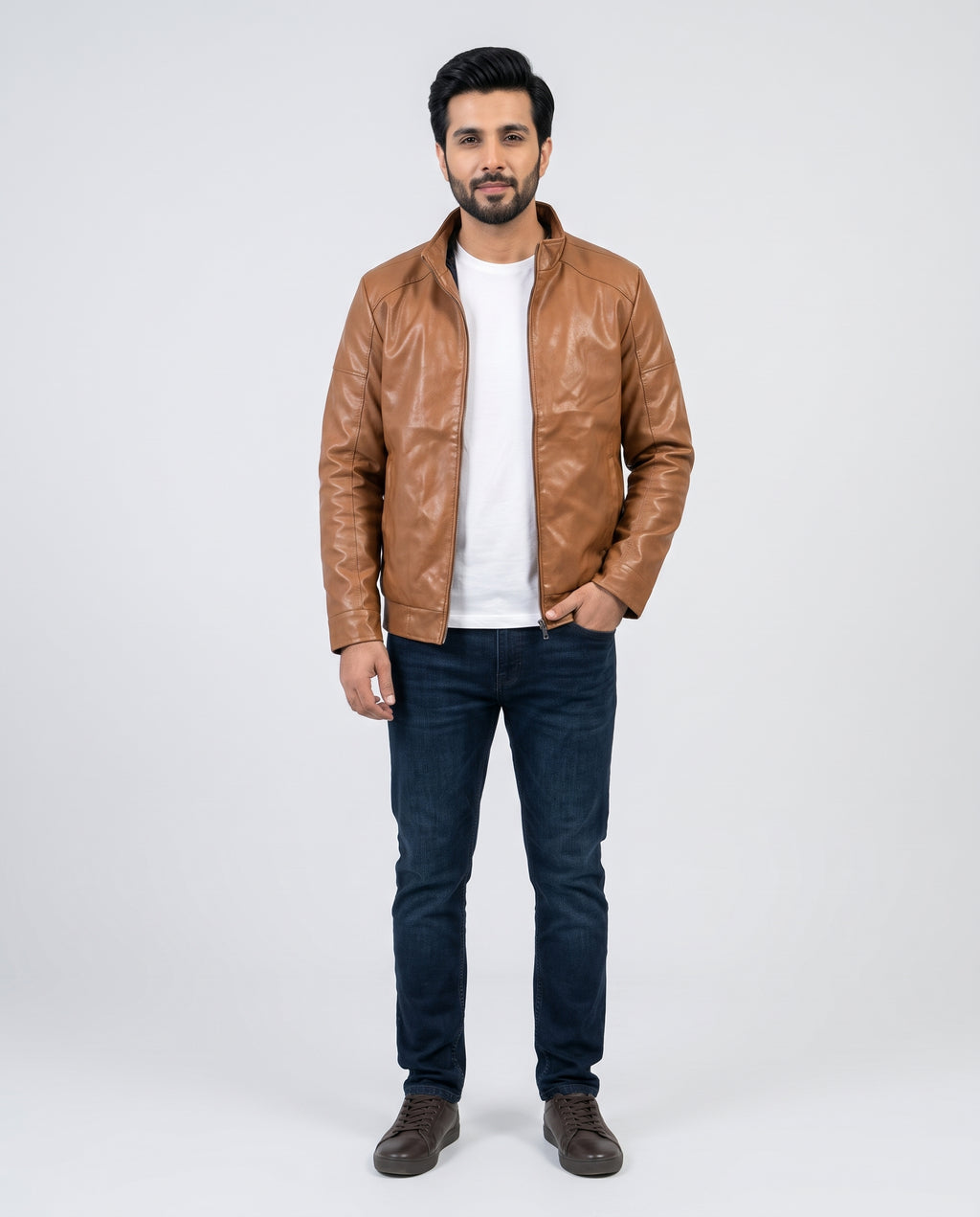 Men's Faux Leather Jacket Jk-0287 Mustard