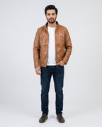 Men's Faux Leather Jacket Jk-0287 Mustard