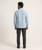 Men's Linen Shirt Full-Sleeves - Sky-Texture Shc-3101 (ORG-H)