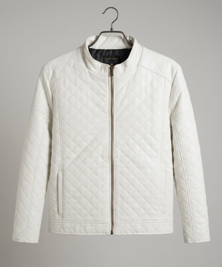Men's Faux Leather Jacket Jk-0337 White