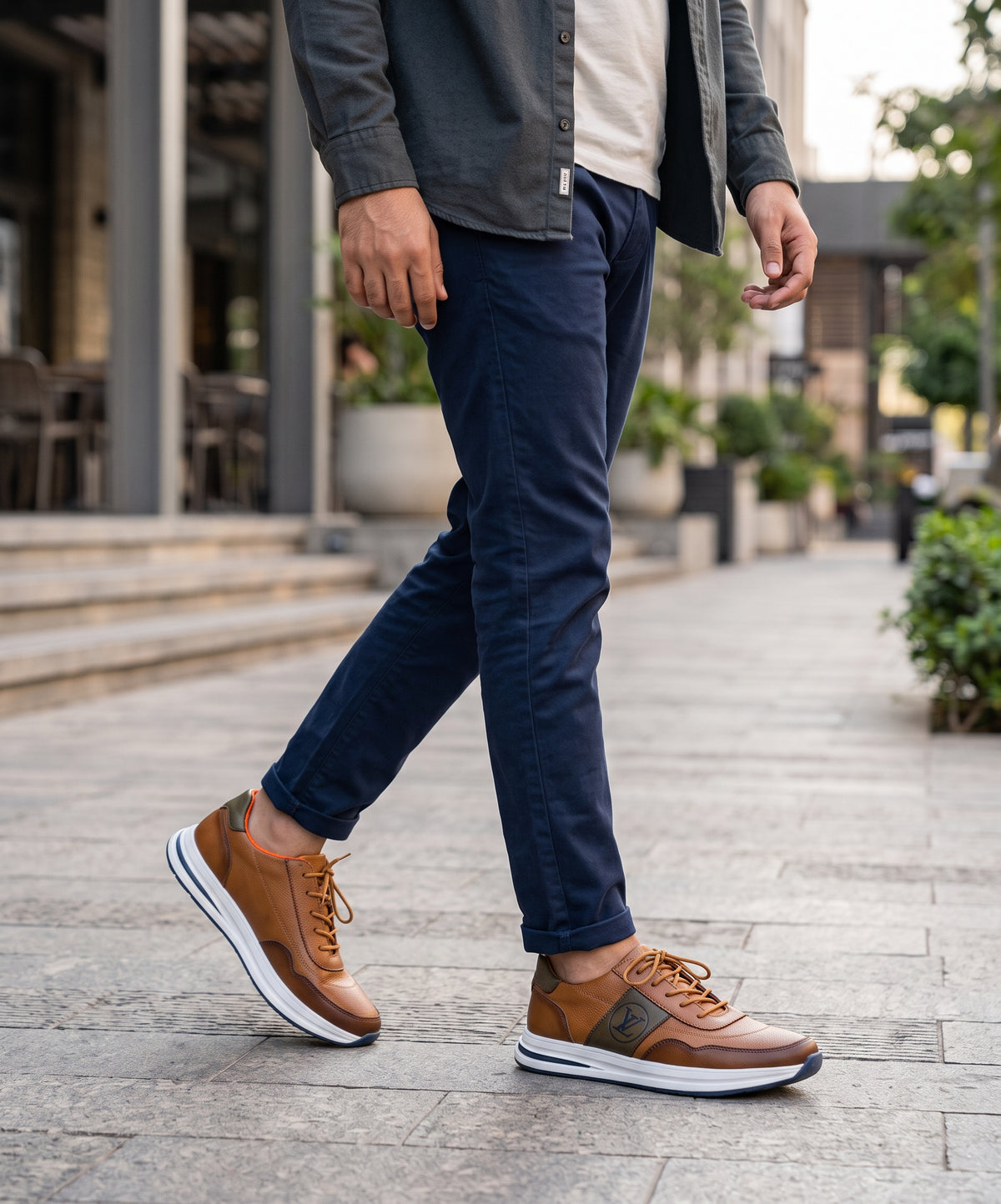 Leather Casual Sneakers Fw-0171 Brown