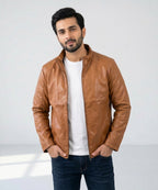 Men's Faux Leather Jacket Jk-0287 Mustard