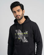 HR Clothing Men's Printed Hoodie - Black Tsh-5993