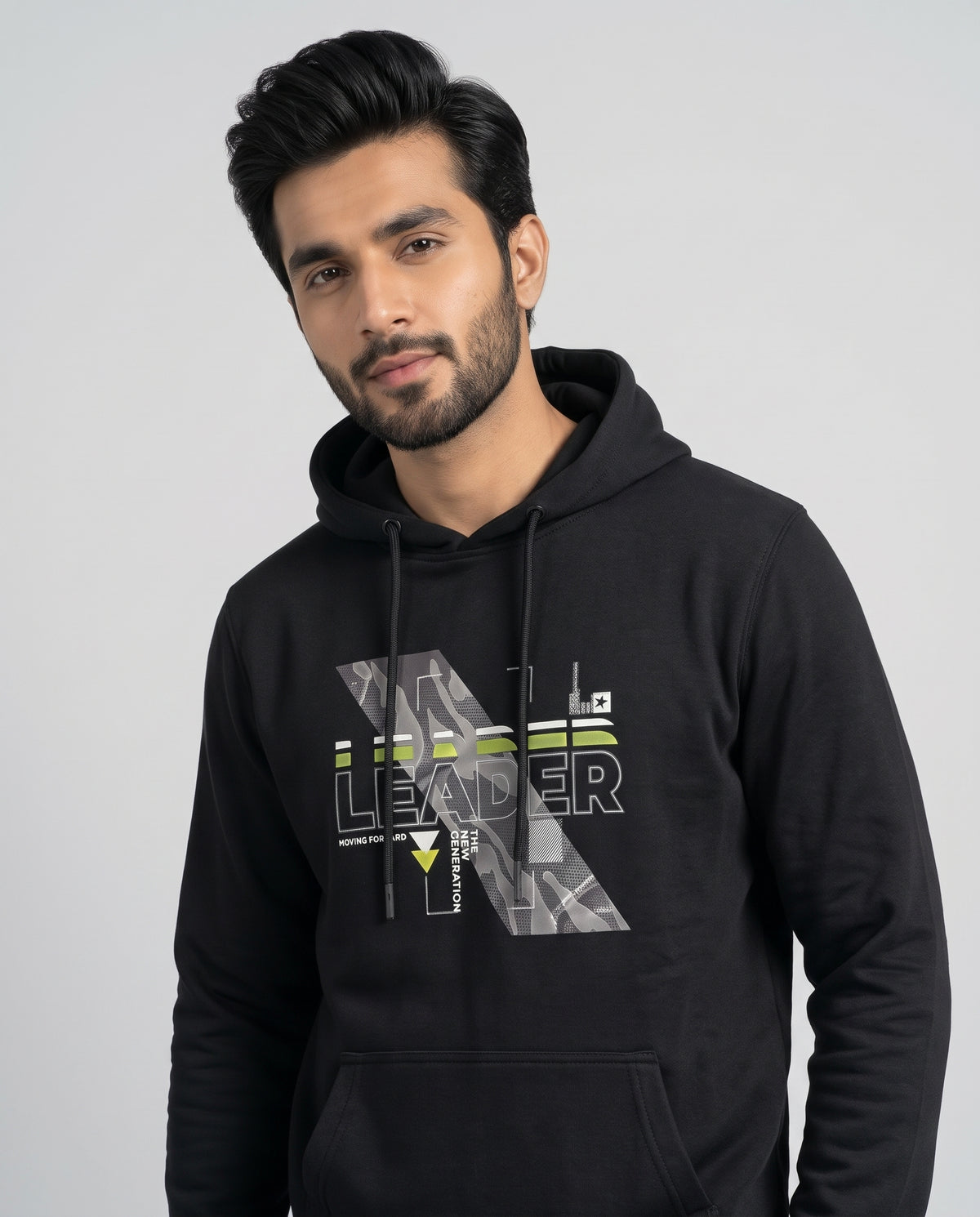 HR Clothing Men's Printed Hoodie - Black Tsh-5993