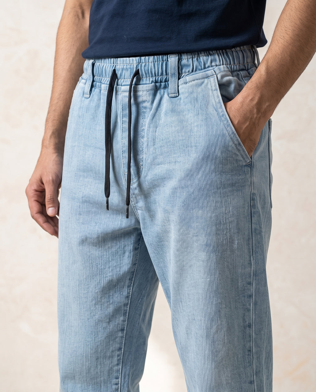 Men's Denim Smart Baggy Jeans - Ice-Blue - JP-2273
