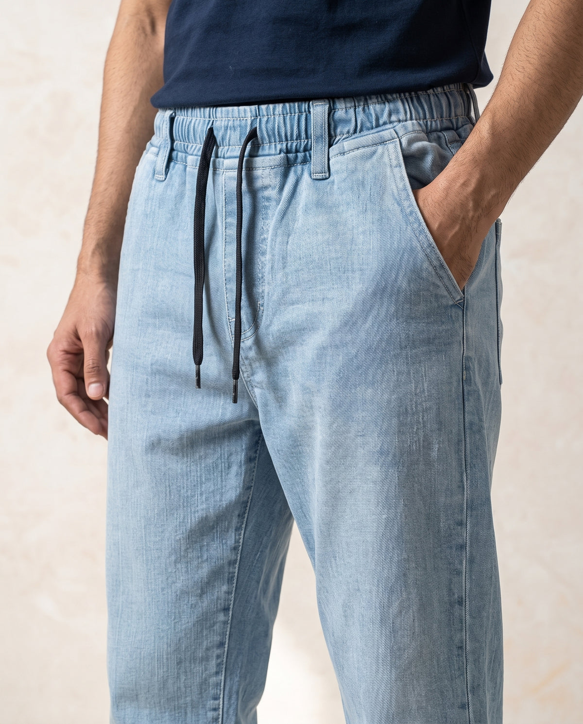 Men's Denim Smart Baggy Jeans - Ice-Blue - JP-2273