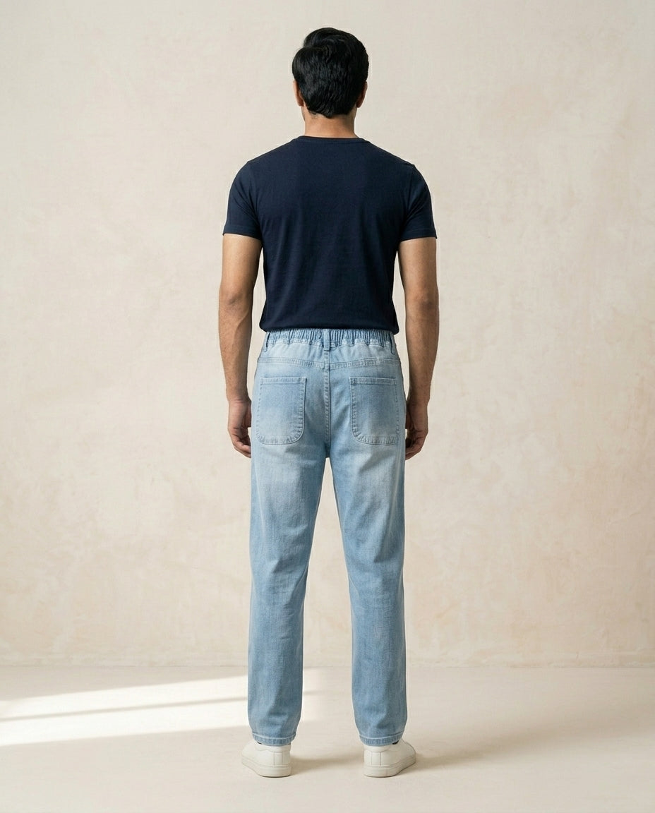 Men's Denim Smart Baggy Jeans - Ice-Blue - JP-2273