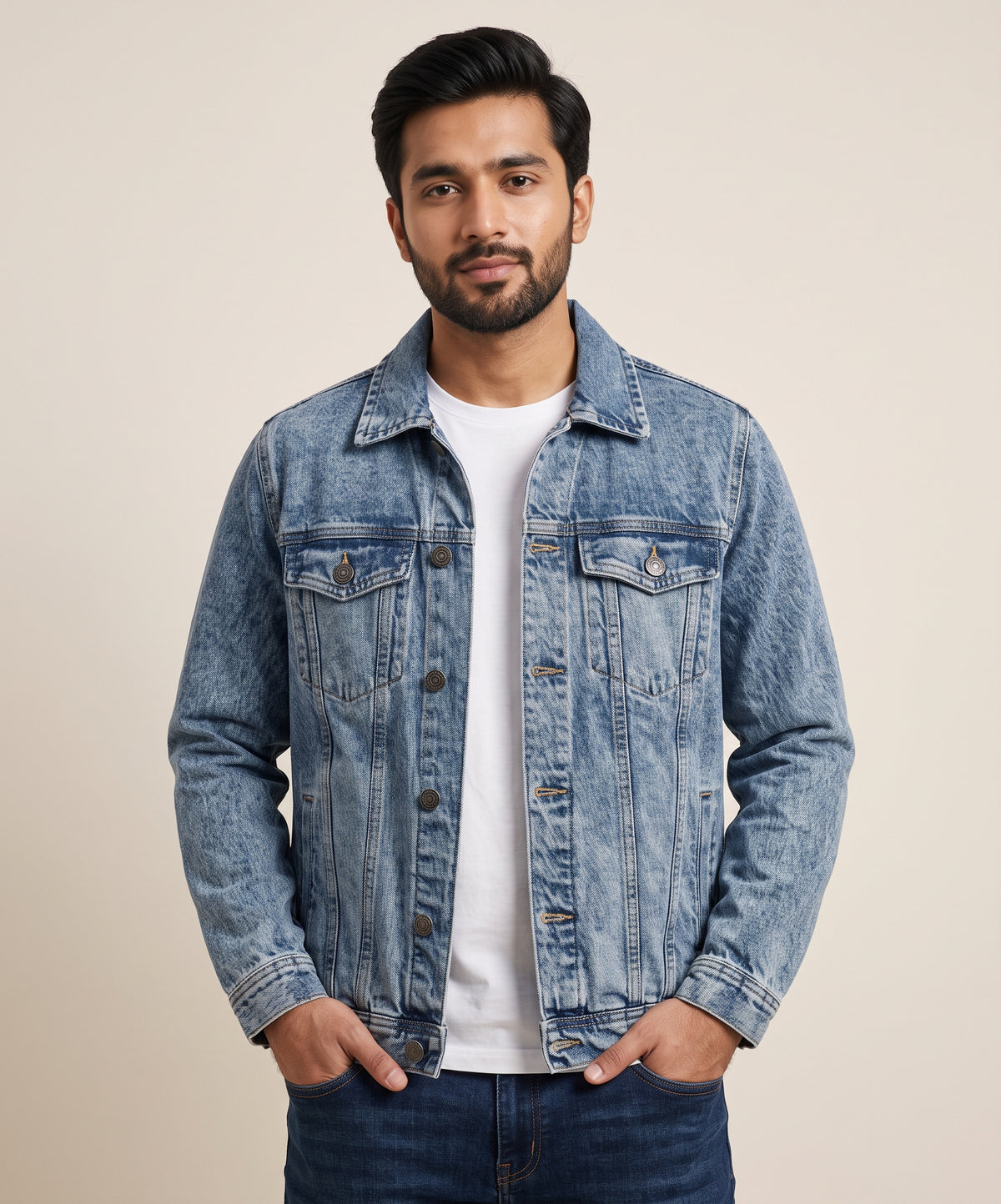 Men's Denim Jacket - Wash Blue JK-0445