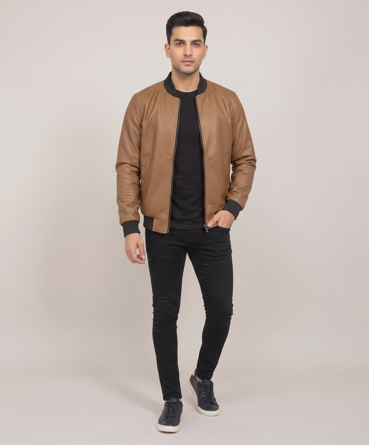 Men's Leather Jacket - Brown JK-0444