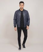 Men's Leather Jacket - Navy JK-0444