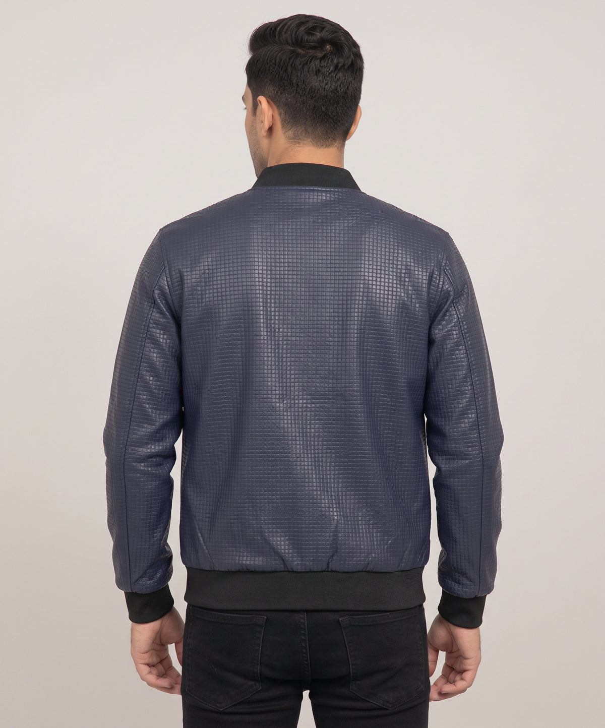 Men's Leather Jacket - Navy JK-0444
