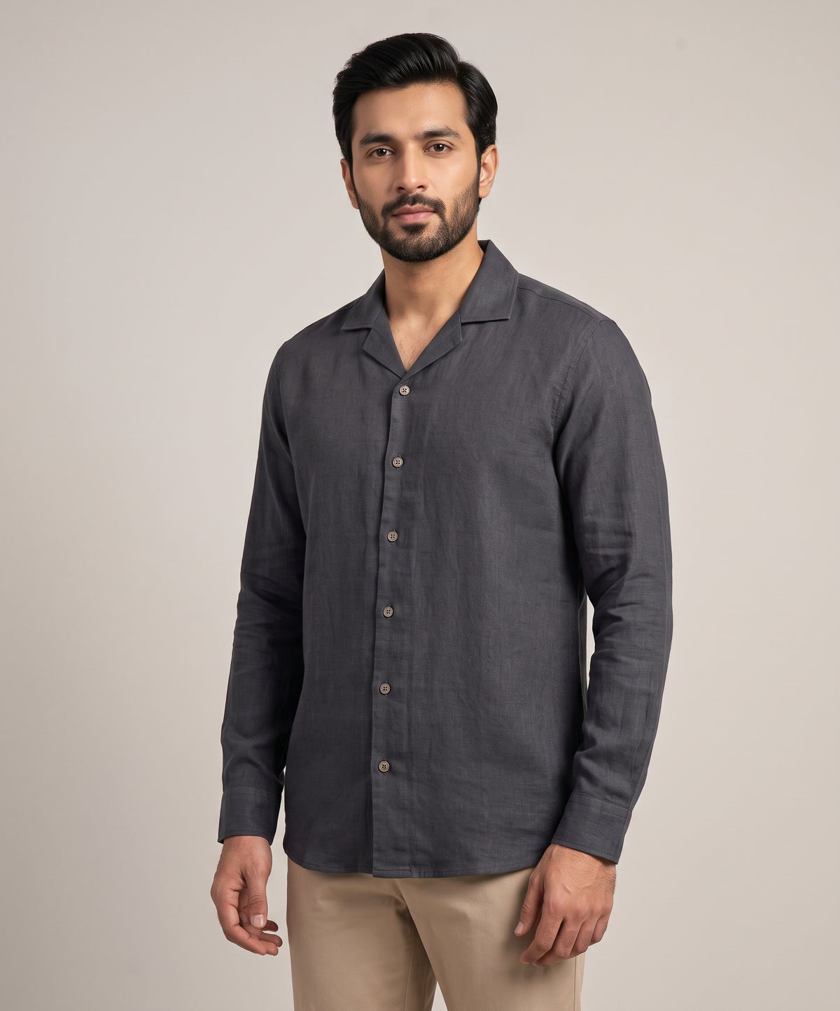 Men's Linen Shirt Full-Sleeves - D-Grey Shc-3101 (ORG-H)