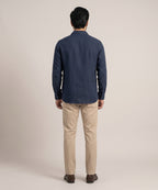 Men's Linen Shirt Full-Sleeves - Blue Shc-3101 (ORG-H)