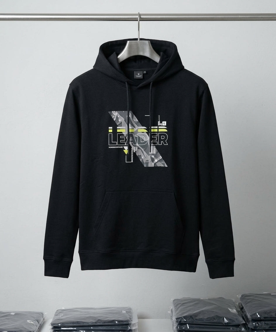 HR Clothing Men's Printed Hoodie - Black Tsh-5993