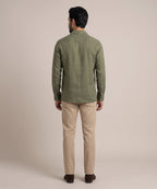 Men's Linen Shirt Full-Sleeves - Green Shc-3101 (ORG-H)