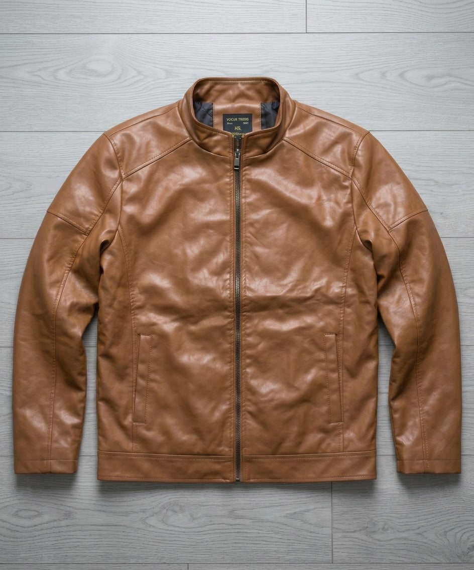 Men's Faux Leather Jacket Jk-0287 Mustard