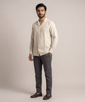 Men's Linen Shirt Full-Sleeves - Texture-Fawn Shc-3101 (ORG-H)