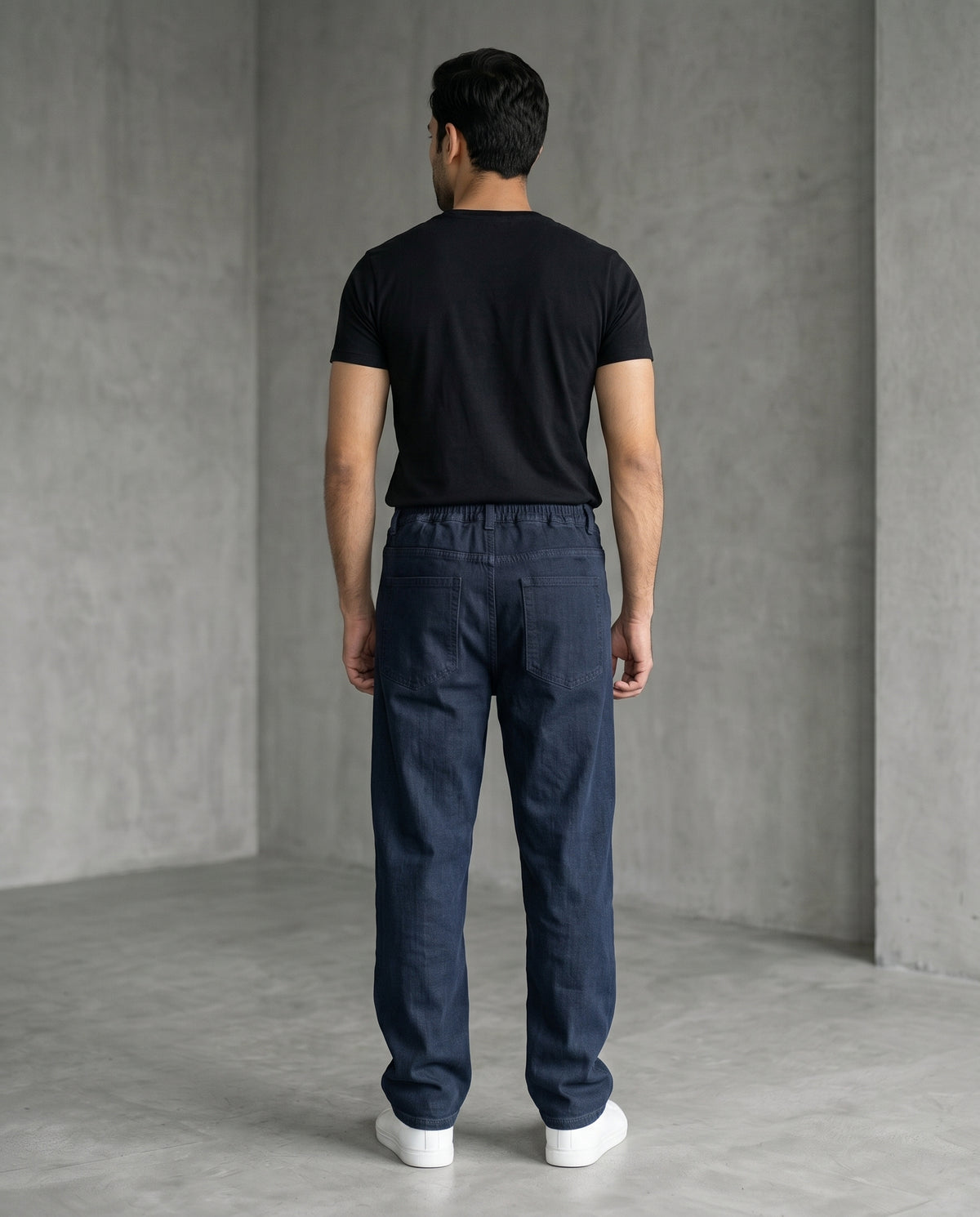 Men's Denim Smart Baggy Jeans - D-Navy - JP-2274
