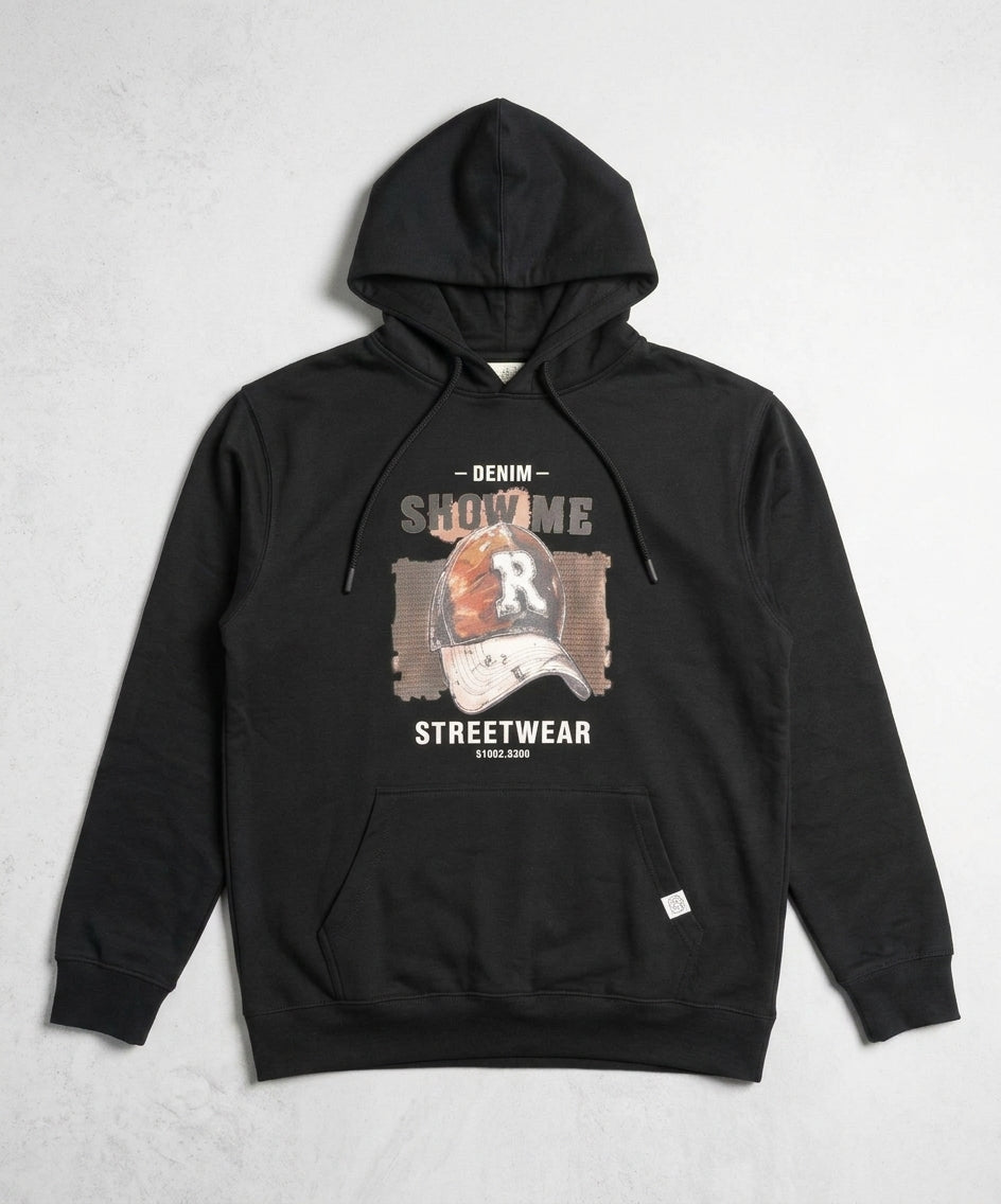 HR Clothing Men's Printed Hoodie - Black - Tsh-5996