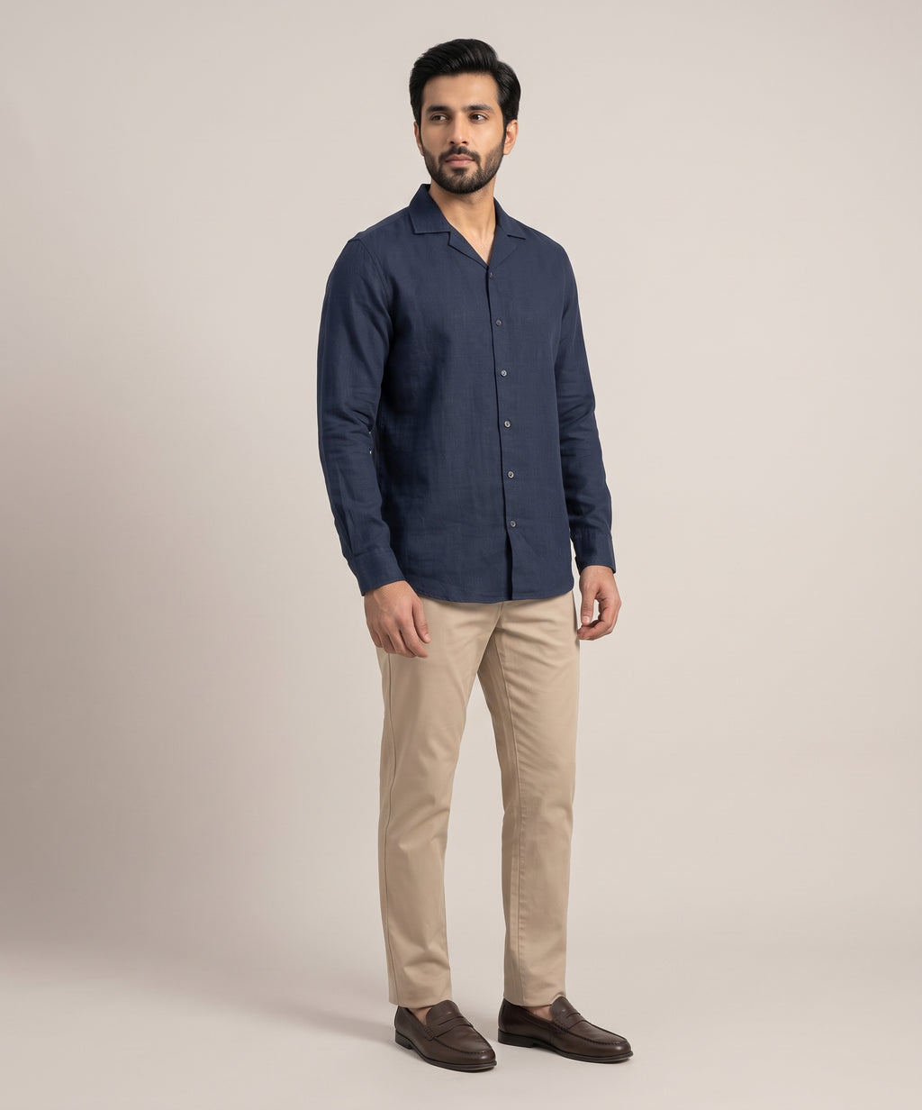 Men's Linen Shirt Full-Sleeves - Blue Shc-3101 (ORG-H)