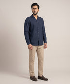 Men's Linen Shirt Full-Sleeves - Blue Shc-3101 (ORG-H)