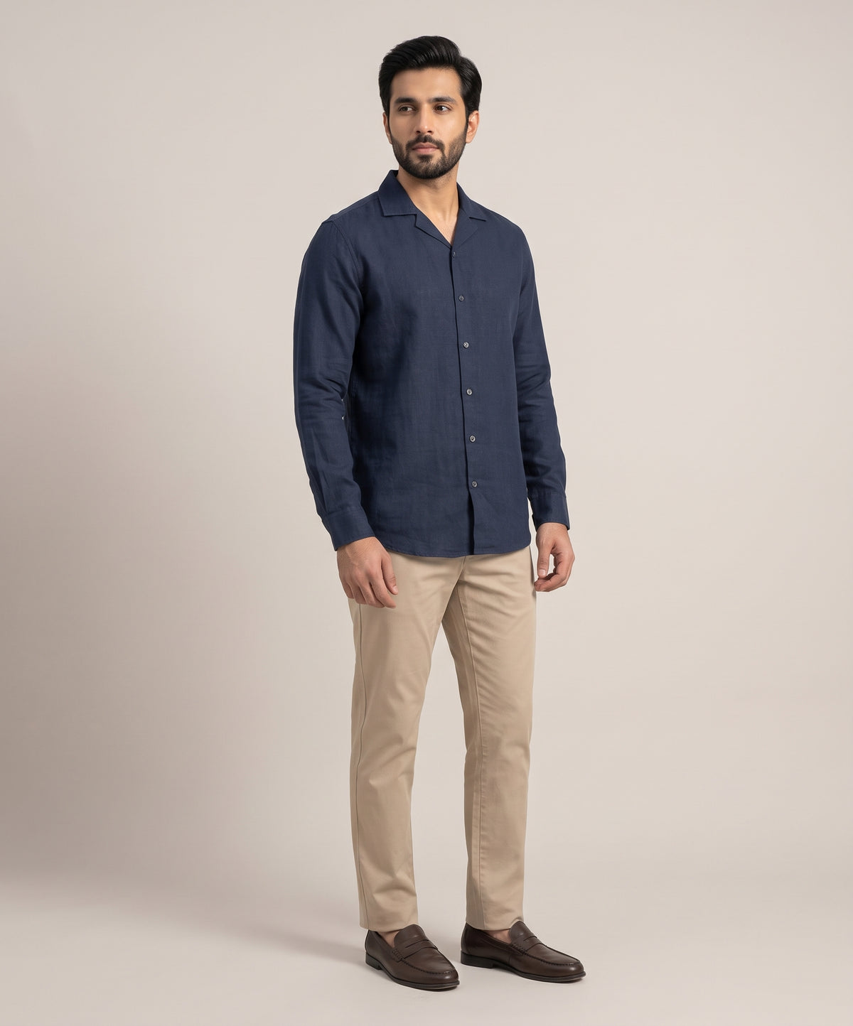 Men's Linen Shirt Full-Sleeves - Blue Shc-3101 (ORG-H)
