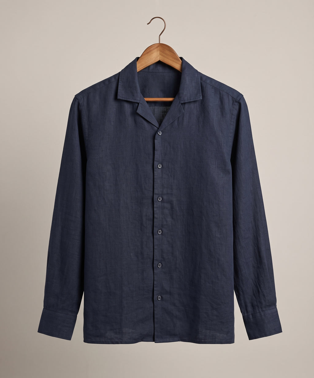 Men's Linen Shirt Full-Sleeves - Blue Shc-3101 (ORG-H)