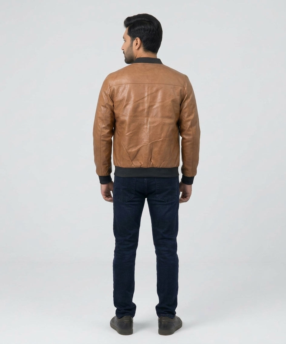 Men's Leather Jacket - Brown JK-0442