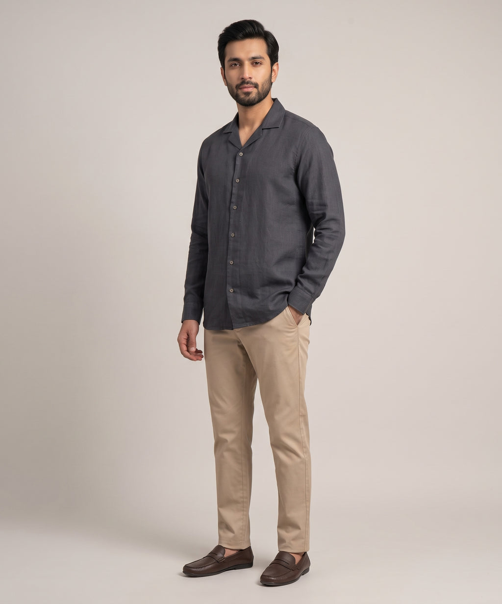Men's Linen Shirt Full-Sleeves - D-Grey Shc-3101 (ORG-H)