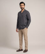Men's Linen Shirt Full-Sleeves - D-Grey Shc-3101 (ORG-H)