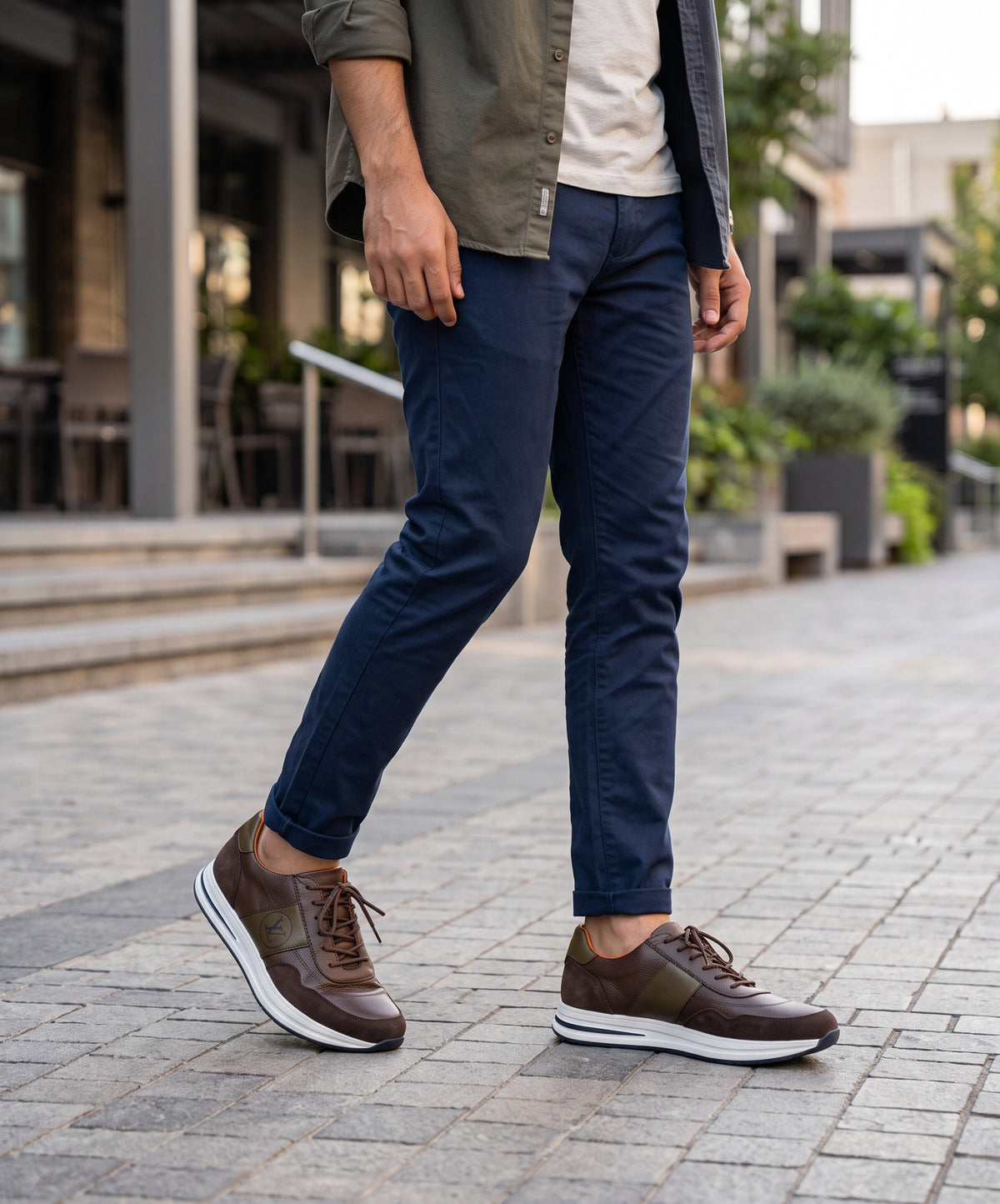 Leather Casual Sneakers Fw-0171 Coffee