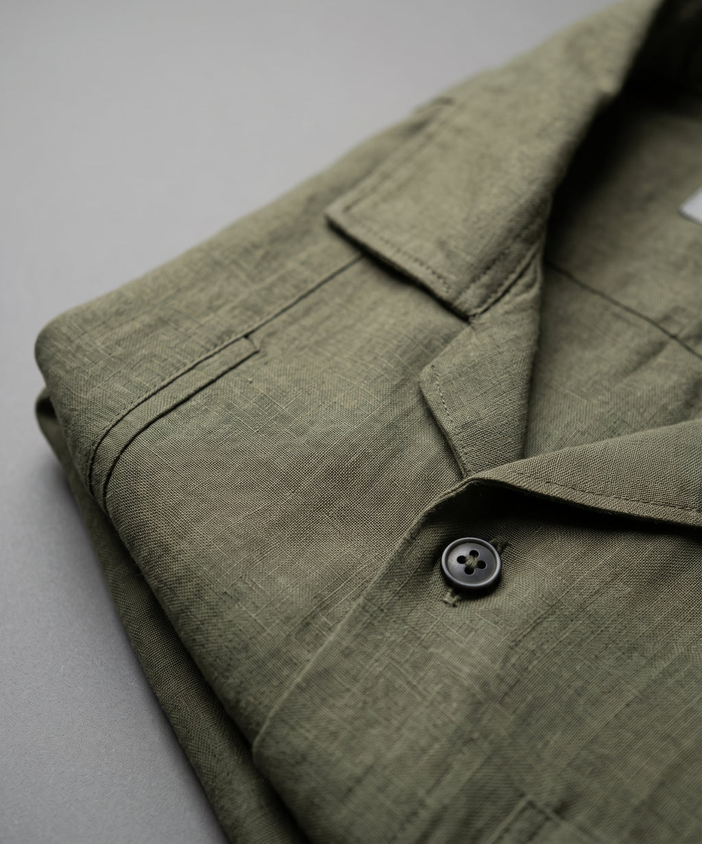 Men's Linen Shirt Full-Sleeves - Green Shc-3101 (ORG-H)