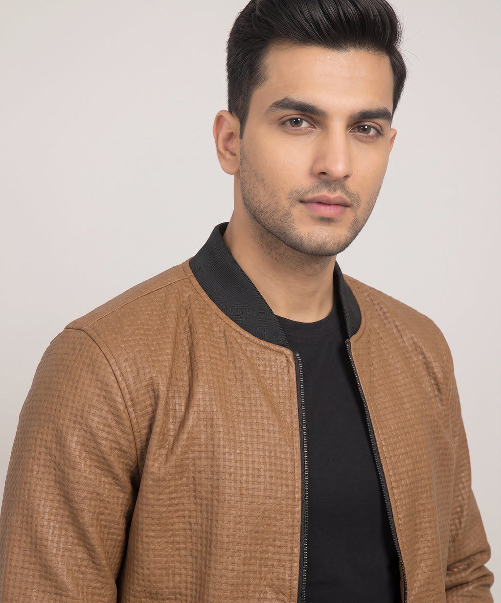 Men's Leather Jacket - Brown JK-0444