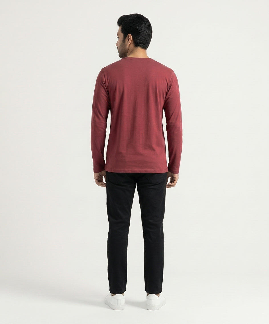 HR Clothing Men’s Maroon Full-Sleeves T-Shirt – TSH-5604