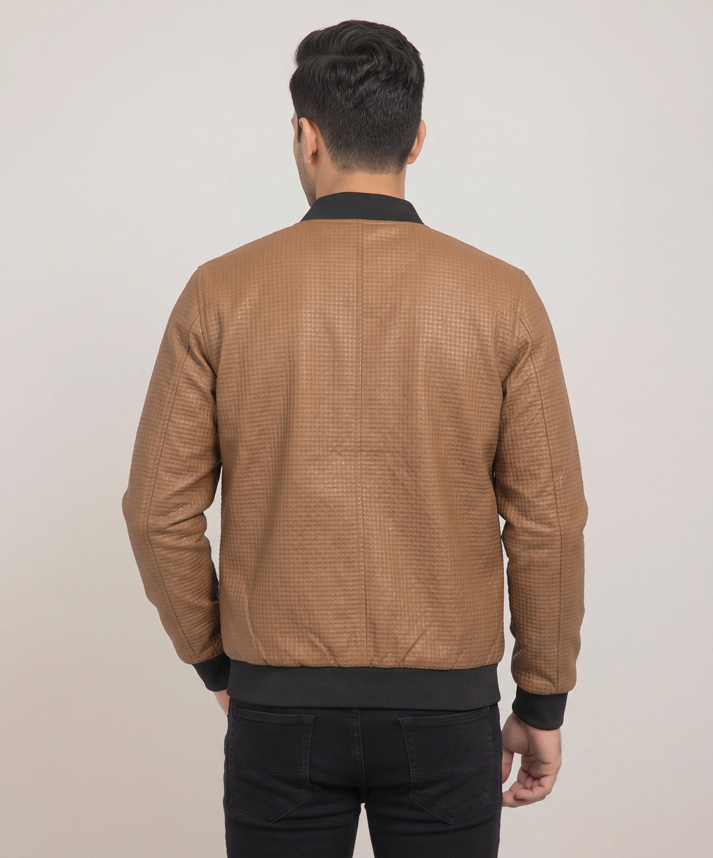 Men's Leather Jacket - Brown JK-0444