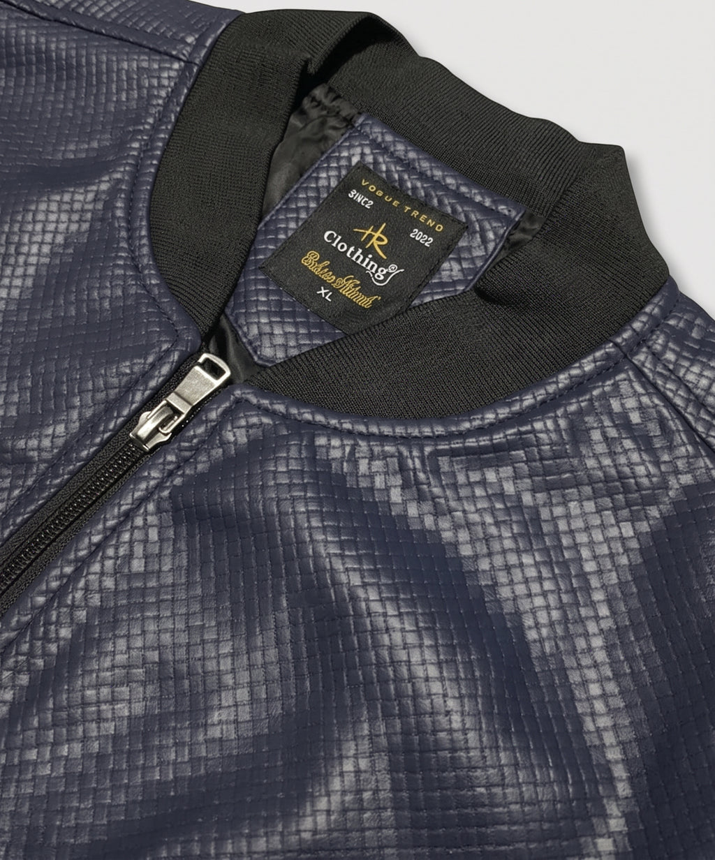 Men's Leather Jacket - Navy JK-0444