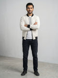 Men's Faux Leather Jacket - Texture-White JK-0440