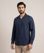 Men's Linen Shirt Full-Sleeves - Blue Shc-3101 (ORG-H)