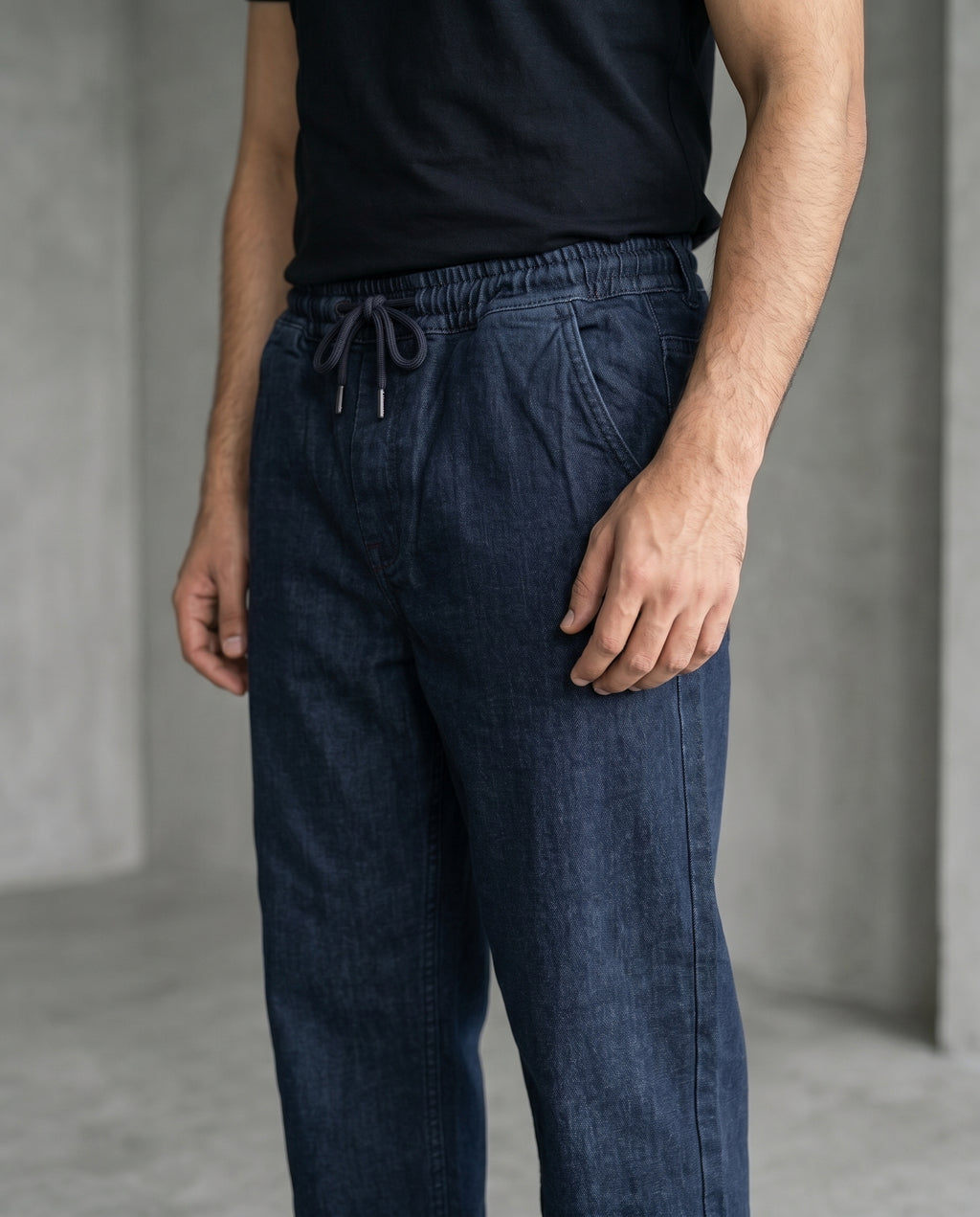 Men's Denim Smart Baggy Jeans - D-Navy - JP-2274