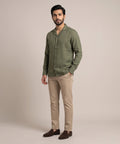 Men's Linen Shirt Full-Sleeves - Green Shc-3101 (ORG-H)