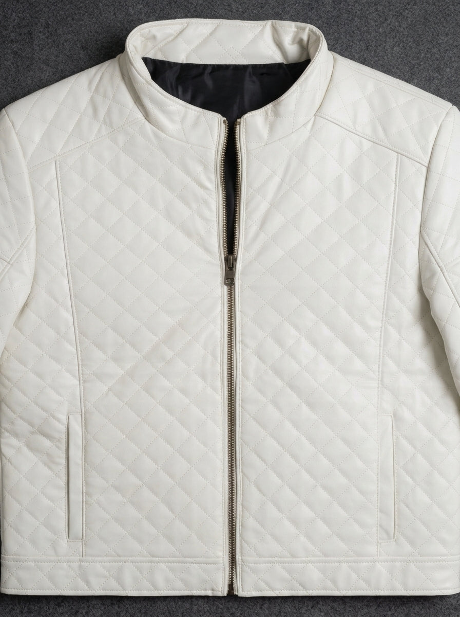 Men's Faux Leather Jacket Jk-0337 White